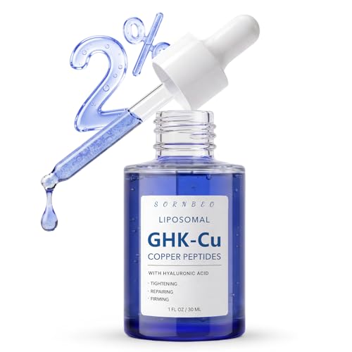 Copper Peptides Serum for Face with Liposomal 2% GHK-Cu, Hyaluronic Acid 1 Fl Oz (Pack of 1)