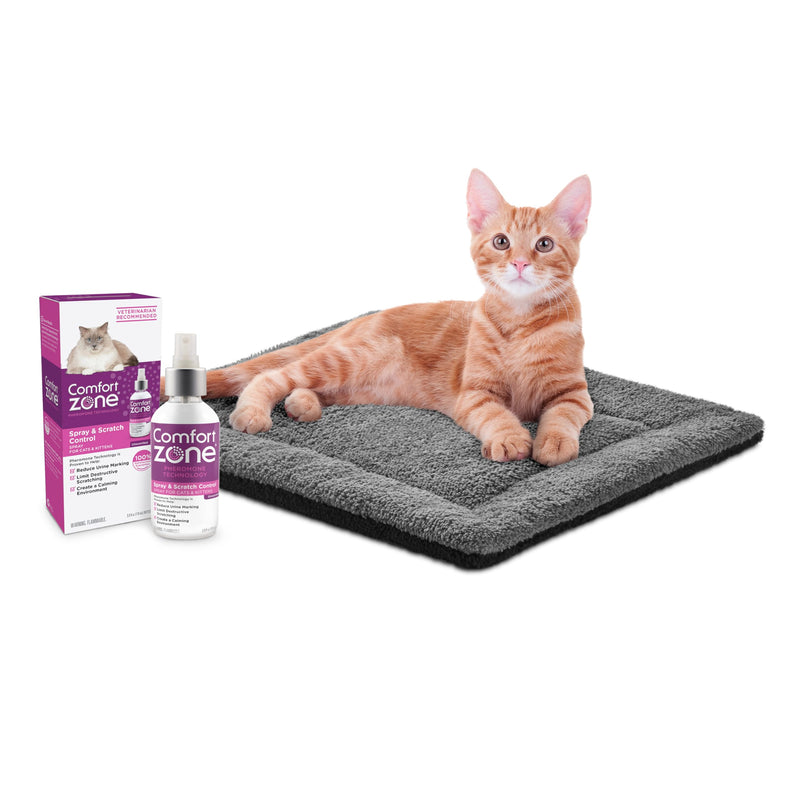 K&H Self-Warming Cat Bed Pad + Comfort Zone Cat Calming Pheromone Spray Bundle - Includes Self Heating Mat for Indoor Pets and Calming Spray, 60ml - Reduce Stress During Travel, Vet Visits & Home