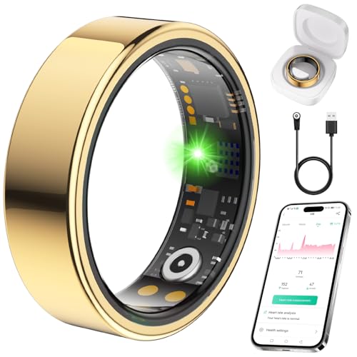 Smart Ring for Women Men, Health Tracker, Fitness Ring (Gold, 7#) Gold 7#