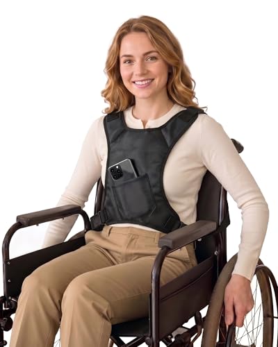 Wheelchair Seatbelt for Seniors Adults(Black, Slant Pocket) One Size Black