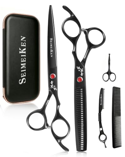 Hair Cutting Scissors Kit, 6.5" Barber Scissors Set (Black)