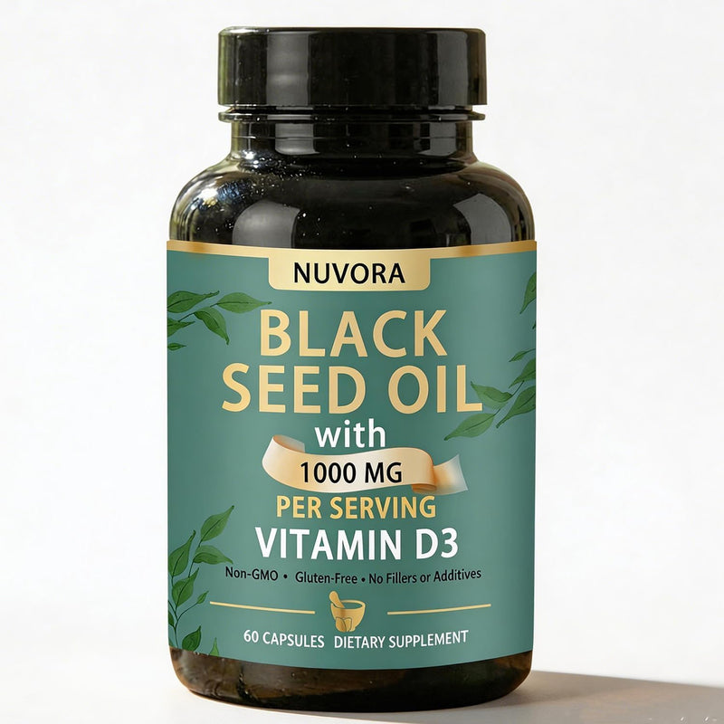 Sabel Black Seed Oil - Within, 5% Thymoquinone | , Vitamin D3 1000 MG, Turmeric and Black Pepper Extract Supporting Health by Restoring Balance From 60 Capsules