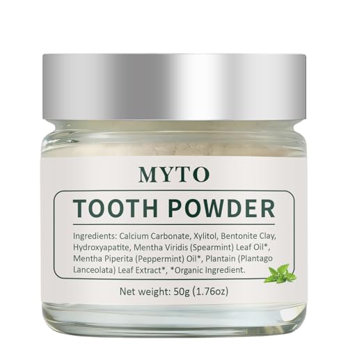 MYTO Tooth Powder, Peppermint Hydroxyapatite, Fluoride Free, 1.76 oz