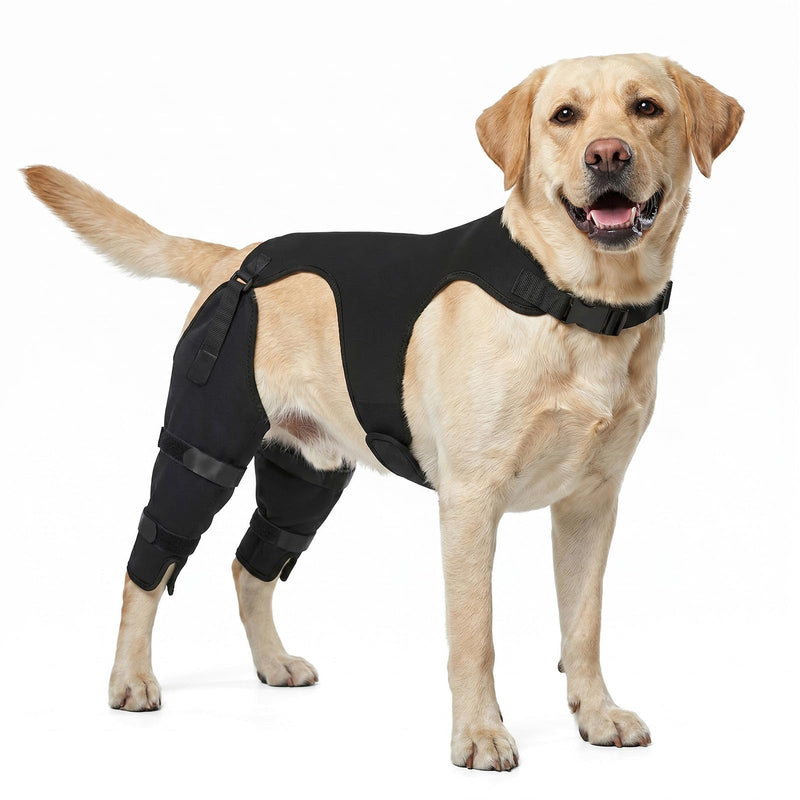 Supet Dog Rear Leg Sleeve to Stop Licking, Soft Breathable Back Leg Recovery Cover for TPLO CCL Surgery, Belly Opening for Male and Female Dogs, Cone Alternative Glossy Black M