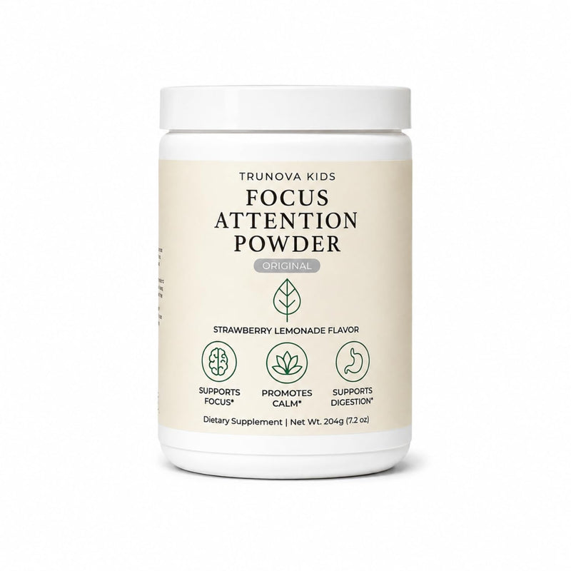 Focus & Attention Drink Mix | Daily Gut + Brain Support Powder for Kids Ages 4+ | Strawberry Lemonade | Vitamins, Minerals, Prebiotics & Probiotics | Non-GMO | Gluten Free