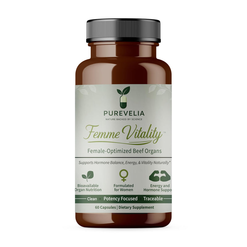 Femme Vitality™ 60 Count Female-Optimized Beef Organs Capsules, Supports Hormone Balance, Energy, and Vitality Female Optimized Beef Organs - 60 Capsules