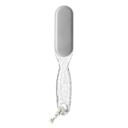 Foot File, Stainless Steel Foot Callus Remover, Double-Sided Pedicure Tool for Hard & Dead Skin, Long-Lasting Foot Scrubber for Smooth, Soft Feet (Transparent)