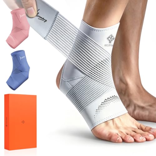 5DPro Ultra-Thin Ankle Brace for Women & Men, Compression Support Gray Large Left