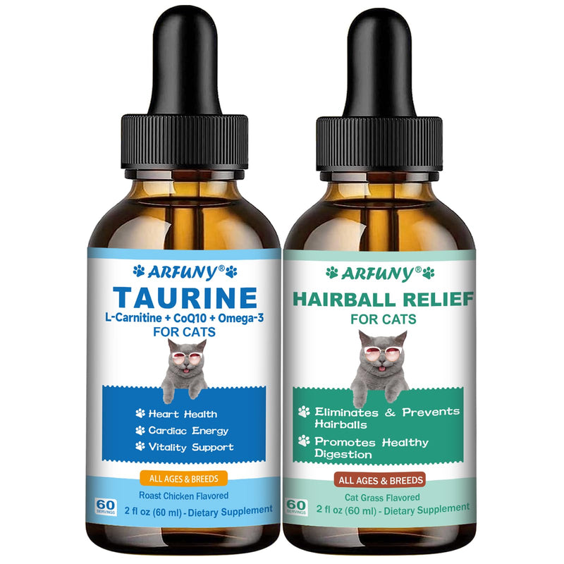 Taurine Supplement for Cats & Hairball Treatment for Cats - Heart Health, Cardiac Function Support - Kitten Furball Treatment - Supports Skin & Coat, Digestion