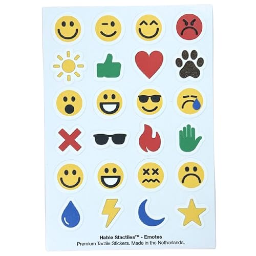 2.5D Tactile Emoji Stickers for the Visually impaired - 24 Emoji & Smiley Identification Markers - Experience Emojis Through Touch - Low Vision Aid, Ideal for Kids & Everyday Use