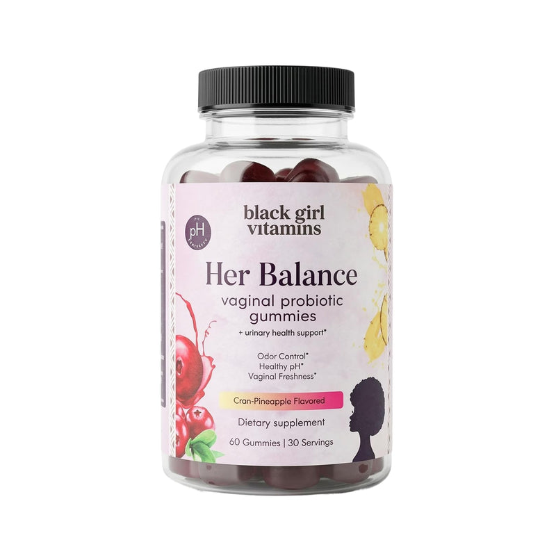 Black Girl Vitamins Her Balance Vaginal Probiotic Gummies – pH Balance & Odor Support, Feminine Health + Urinary Tract Support, 2B CFU Lactobacillus, Vegan, Gluten-Free, Halal (30-Day Supply) Gummy