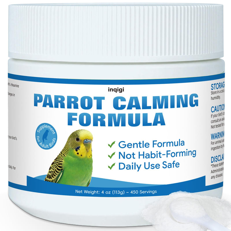 Parrot Calming Supplement – 4oz – Natural Bird Behavior Support Powder for Travel, Loud Noises & Visitors – Vet-Formulated, Easy Daily Use for Parrots