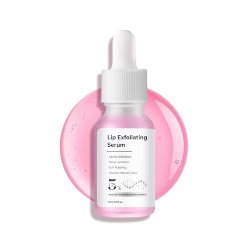 PHA 5% Exfoliating Lip Serum – Overnight Leave-On Treatment for Dry, Cracked Lips, Hydrating Lip Exfoliator & Primer for Smoother, Softer, Plump-Looking Lips (1) 1