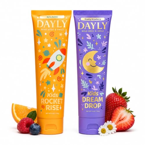 DAYLY Kids AM/PM Toothpaste Bundle, Nano Hydroxyapatite, Pack of 2 Kids Ritual
