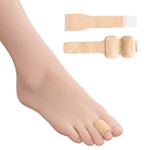 Hammer Toe Straightener, 2 Pcs Hammer Toe Corrector for Women & Men, Adjustable Toe Splints with Aluminum Plate Relief for Curled, Bent & Broken Toe, Discreet Skin-Tone Design