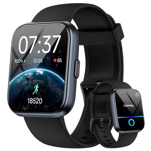 Smart Watch for Men Women, 1.85" Smart Watches Compatible iPhone/Samsung/Android (Answer/Make), Fitness Tracker with Heart Rate/Sleep/SpO2 Monitor, Smartwatch 3ATM Waterproof 120+ Sport Modes, Alexa Black