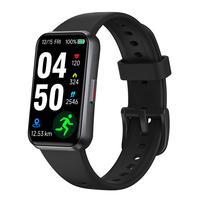 Fitness Trackers,Heart Rate Blood Oxygen Sleep Monitor,1.47‘’ OLED Display,Calorie Pedometer Steps Counter Activity watchs,Smart Band 24/7 Health Monitoring(Black) Black