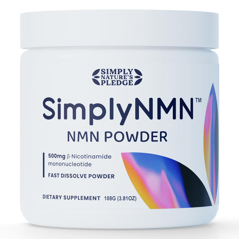 Simply Nature's Pledge Simply NMN Powder – 108g Fast Dissolve Nicotinamide Mononucleotide – 500mg Pure NMN NAD+ Booster – USA Manufactured & Third-Party Tested - The Renued Science of Longevity 3.81 Ounce (Pack of 1)