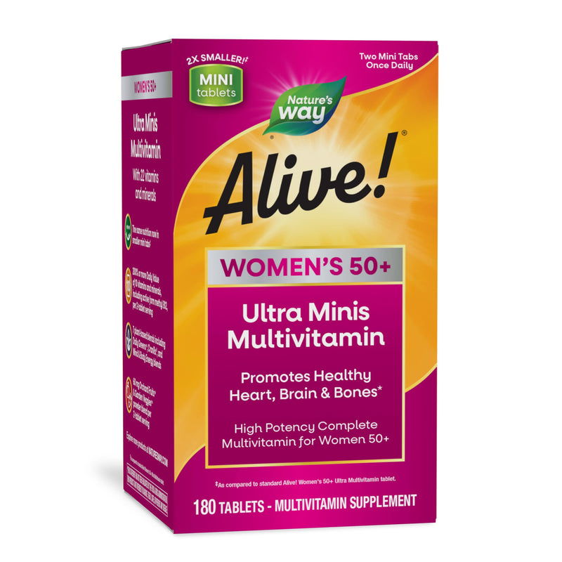 Nature's Way Alive! Women's 50+ Ultra Minis Multivitamin, 180 Mini Tablets | Complete Daily Women's Vitamins, High Potency Formula, Promotes Energy Metabolism and Muscle Function*, with Methylated B12