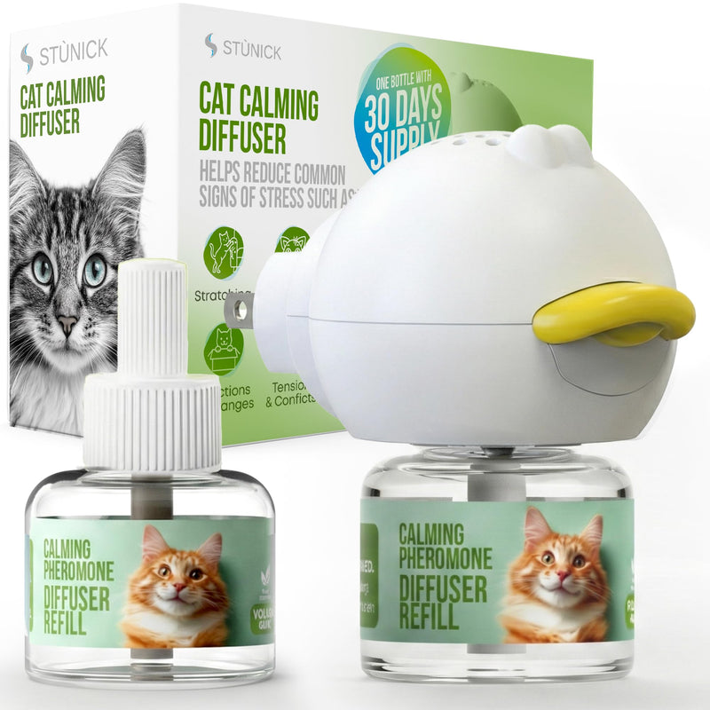 STUNICK CC1 Cat Calming Diffuser, Calming Pheromones, 60 Day Supply, 1 Diffuser and 2 Refills for Stress, Pee Spraying, Cat Fighting, Aggression, Excessive Meowing & Scratching | Odorless 1 Pack