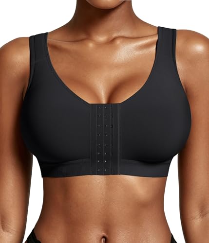 BRABIC Post Surgery Compression Bras for Women Front Closure Surgical 3X-Large Black