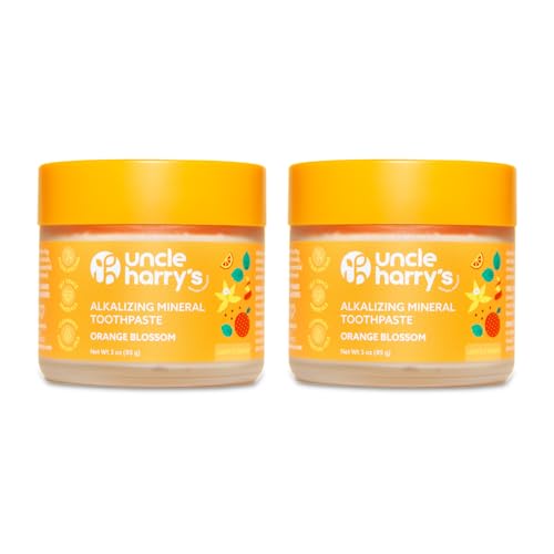 Uncle Harry’s Natural Products Orange Blossom Toothpaste (3 oz) – Alkalizing Mineral Tooth Powder, Fluoride-Free Natural Oral Care, Fresh Breath, Supports Healthy Teeth & Gums (Pack of 2) 1.5 Ounce (Pack of 2)