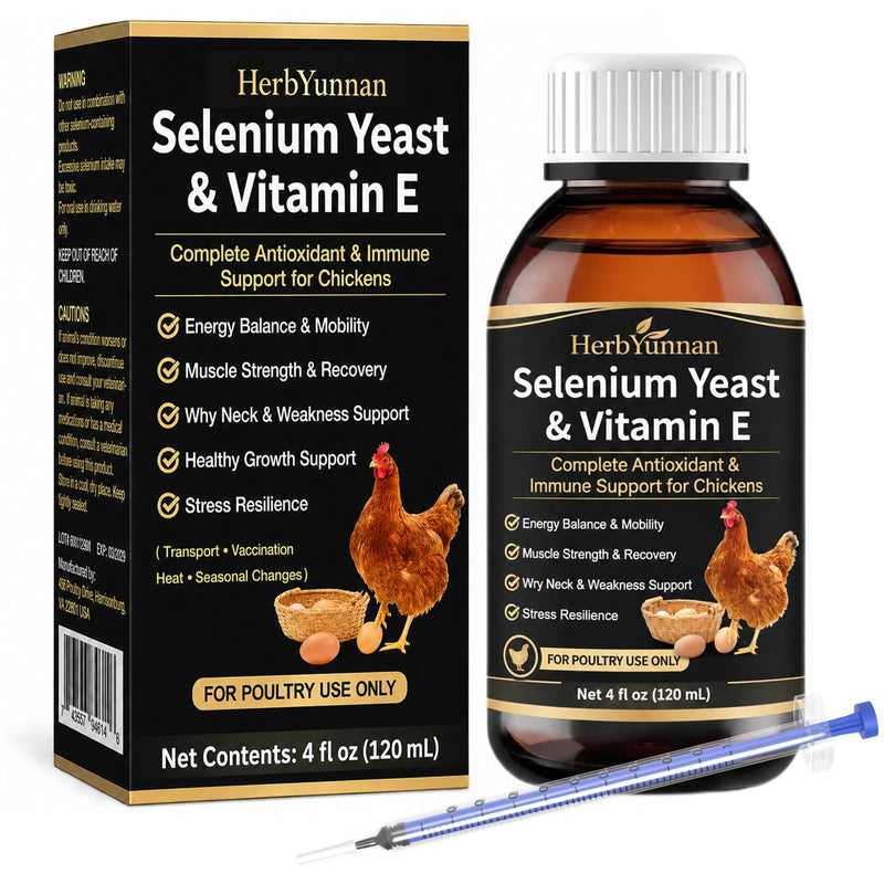 E+S Poultry Vitality Formula, Selenium& Vitamin E for Chickens & Poultry | Natural Selenium Yeast Liquid for Mobility Support, Nutritional Supplement for Heat Stress Resilience & Muscle Strength
