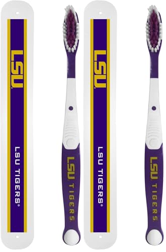 Siskiyou Sports NCAA LSU Tigers Unisex Travel Set Toothbrush and Travel Case, White, One Size (Pack of 2) One Size (Pack of 2)