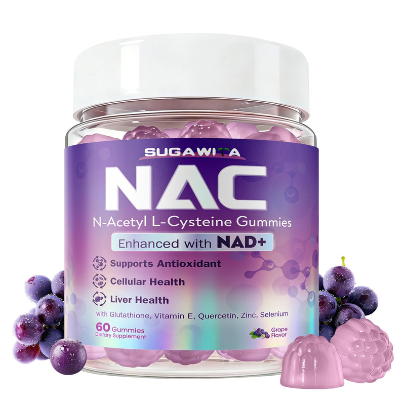 NAC Supplement 1000mg with NAD+, NAC NAD Gummies for Women 60 Counts | N Acetyl Cysteine with Glutathione Quercetin Selenium Zinc Vitamin E, Antioxidants, Immune & Liver Health, Vegan, Sugar-Free