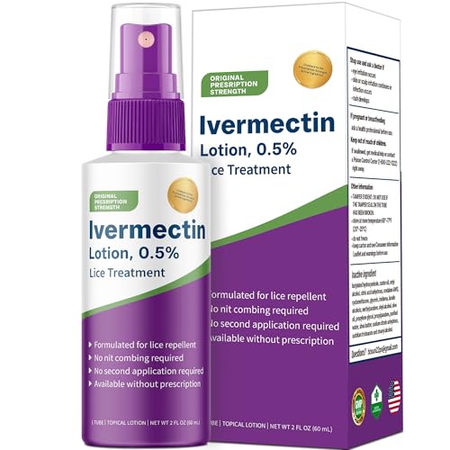 Ivermectin Lotion 0.5%, Formulated for Lice Treatment, No Head Combing Required & Just One Application Will Done, 2 oz
