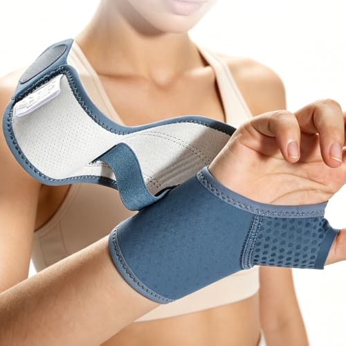 Wrist Brace with Soft-Touch Fabric, Breathable Compression Support Blue L/XL
