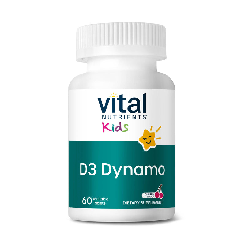 Vital Nutrients D3 Dynamo | Kids' Vitamin D | Dissolvable Vitamin D Supplements | Sugar-Free, Gummy-Free Cherry Flavor Melts | Vegan, Dairy, Gluten Free | 60 Servings