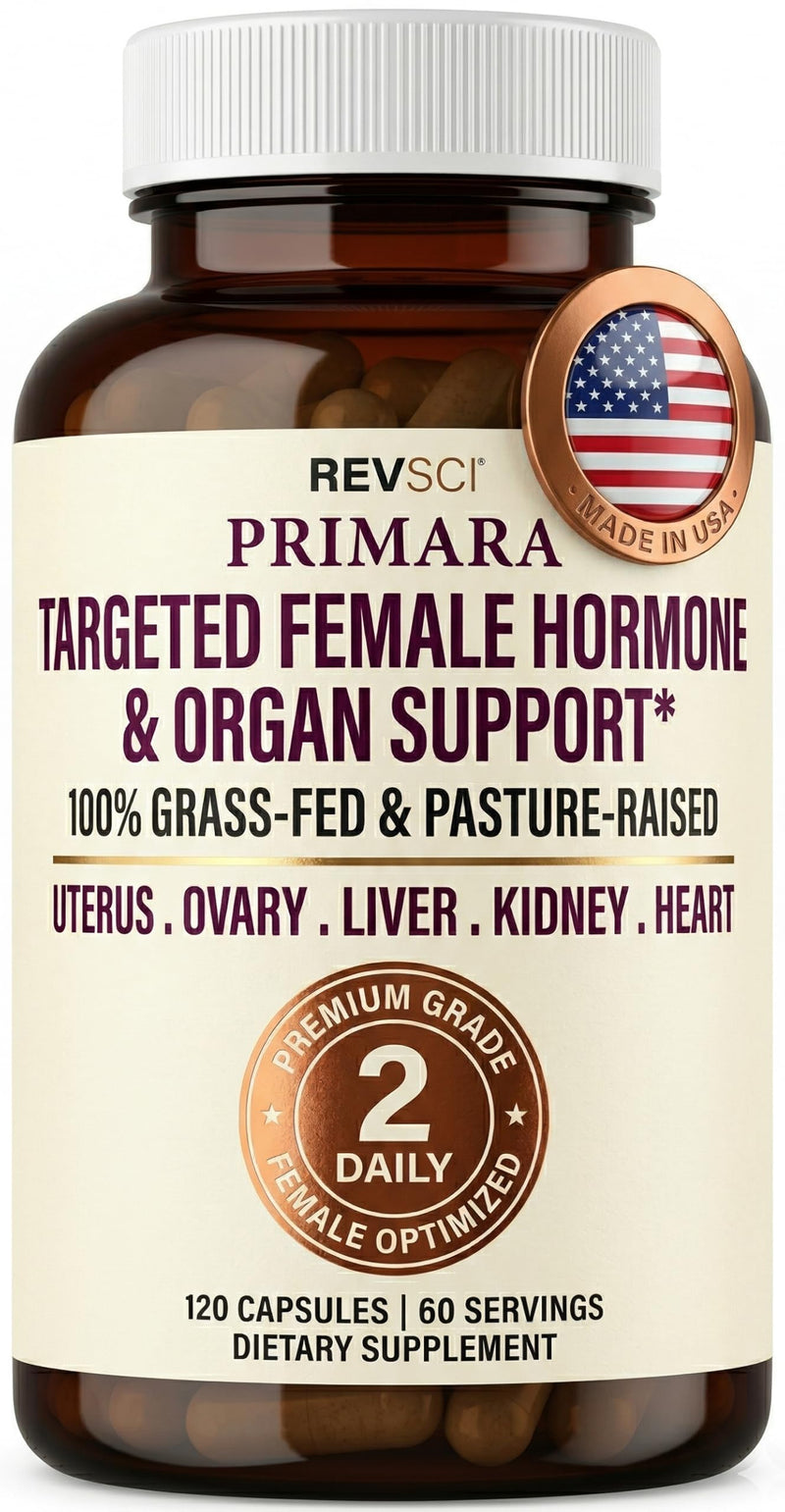 Beef Organ Supplement for Women (120 Capsules) Grass Fed Beef Organs with Liver, Ovary, Uterus, Kidney, Heart - Hormone Balance, Cycle Support, Queen Energy - Primal Womens Superfood Vitality Complex Female Organ Complex (120 Caps)