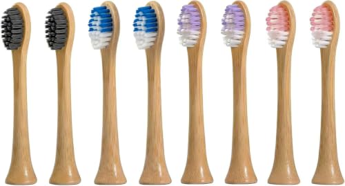 Bamboo Brush Heads for MgcSto Ultrasonic Electric Toothbrush 8 Pack Heads 100% Natural Bamboo Base