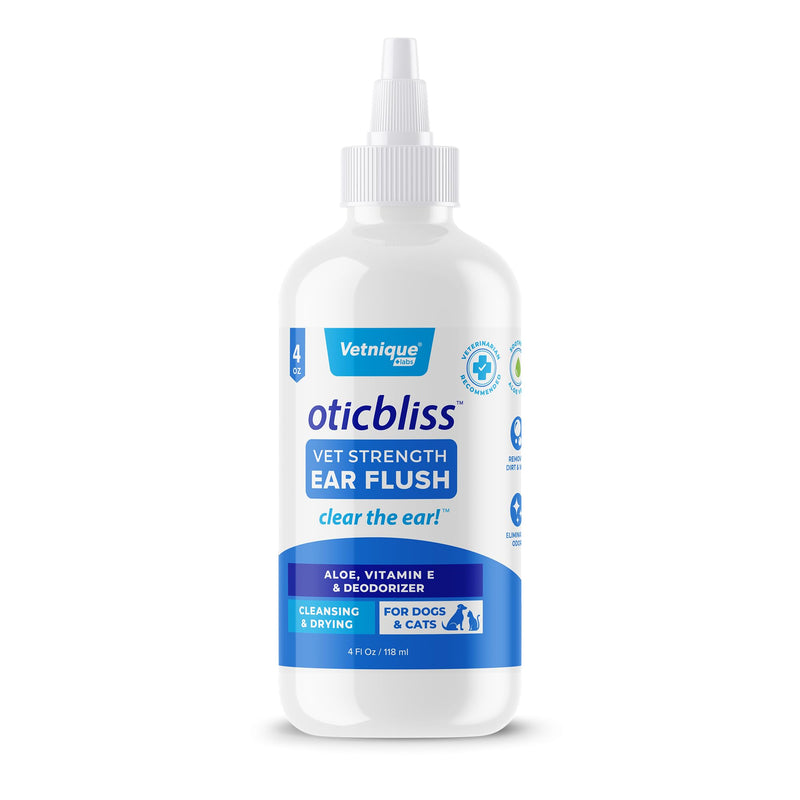 Vetnique Oticbliss Dog Ear Cleaner Flush Dog Ear Cleaning Solution for Dirt and Wax with Soothing Aloe Dogs & Cats Flush - Vet Recommended for Itchy Ears 4oz