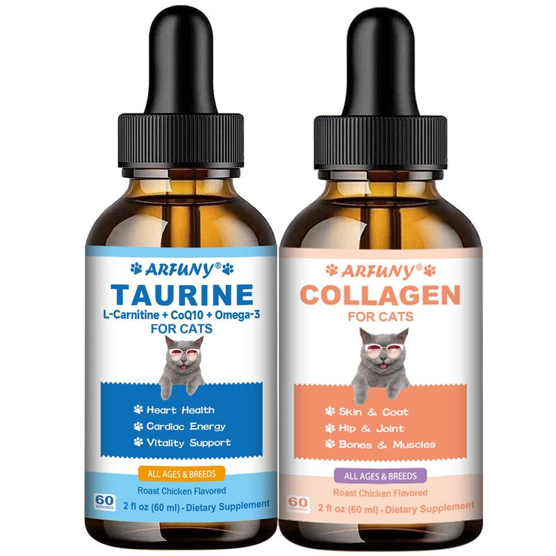 Collagen for Cats & Taurine Supplement for Cats- Cat Joint Supplement - Skin & Coat, Digestive & Immune Support - Cat Heart Health, Cardiac Function Support