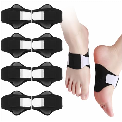 4 Pairs Ach Support Sleeves with Soft Gel Pads, Foot Compression Bands for Flat Feet, Fallen & High Arches, Arch Support Wrap for Walking, Running, Standing & Daily Wear (Black) Black