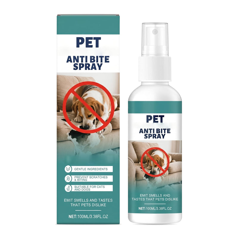 No Chew Spray for Dogs | 3.38oz Bitter Apple Spray for Dogs | Safe, Non-Toxic Chewing Deterrent | Stop Licking, Biting & Destructive Behavior, Protect The Safety of Furniture and Your Belongings