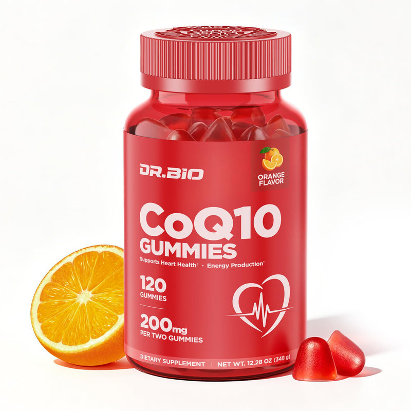 DR.BIO CoQ10 200mg Gummies with Vitamin E Black Pepper Extract-Heart Health & Cellular Energy Support, Antioxidant Formula, Orange Pectin Gummies, Easy-to-Chew Daily Supplement for Adults (118 Count) 118 Count (Pack of 1)