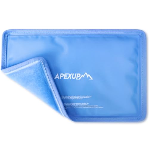 APEXUP Gel Ice Packs for Injuries Reusable, Flexible Double Sided Cold Packs for Injuries, Ice Pack for Knee, Shoulder, Back, Hip, Leg, Arm (Blue, 8"x5.5", 1PK) Blue S-1PK (8"x5.5")
