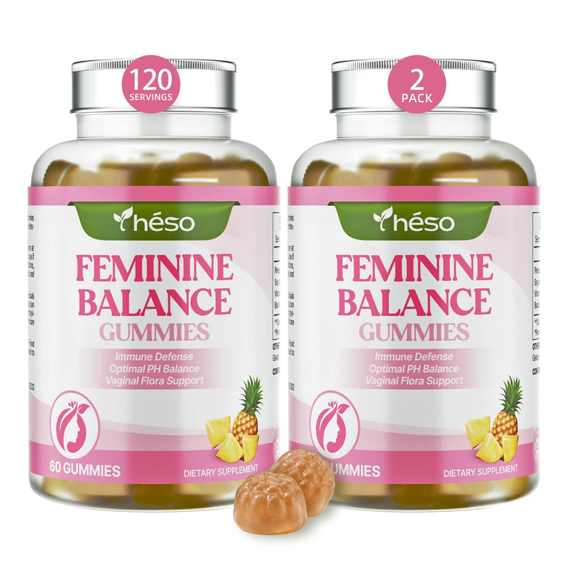 Feminine Balance Gummies for Women’s, Premium Feminine Balance Gummies – Sugar Free Immune & Vaginal Health Support – pH Balance, Pineapple Flavor, 120 Gummies (60 Servings) 60 Count (Pack of 2)