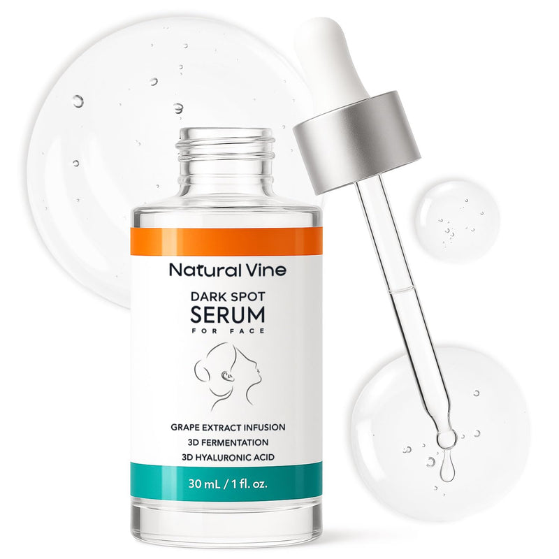 Natural Vine Dark Spot Remover for Face Serum: Age Spot Sun Spot Brown Spot with Grape Extract, Fermentation Complex, Hyaluronic Acid & Vitamin E, for Women and Men, 1 FL OZ / 30mL 1 Fl Oz (Pack of 1)