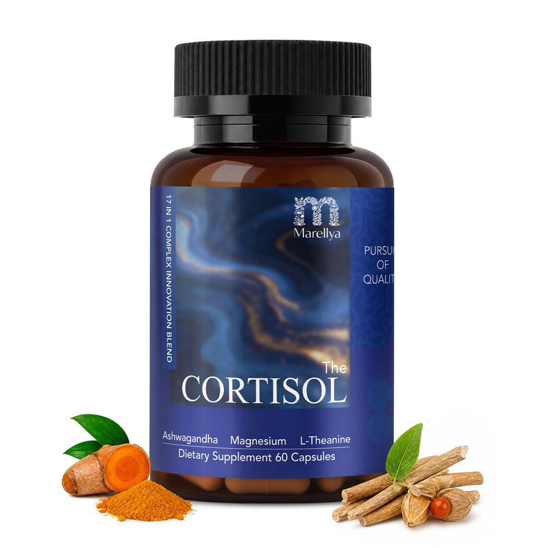 Cortisol Supplement for Women & Men – 17-in-1 Cortisol Manager with Ashwagandha, L-Theanine & Magnesium – Supports Stress Relief, Sleep & Adrenal Health – 60 Vegetarian Capsules