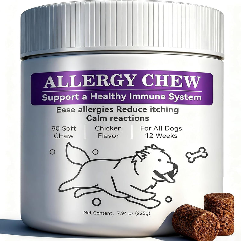 Dog Allergy Chews,Dogs Itching Skin Relief for Skin and Paw Licking, Dogs are Human Multivitamin Itch Relief for Seasonal Allergies-Support a Healthy lmmune System Chicken 90 ct.