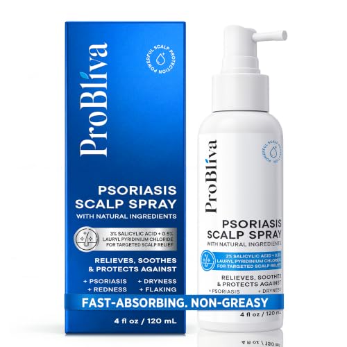 ProBliva Psoriasis Scalp Spray: Scalp Treatment for Psoriasis, Dandruff & Seborrheic Dermatitis – On-Demand Itch Relief – Helps Relieve Flaking, Scaling & Dryness – Lightweight & Non-Greasy – 4 fl.oz 1-Pack(Psoriasis Spray + 4 fl.oz Original)