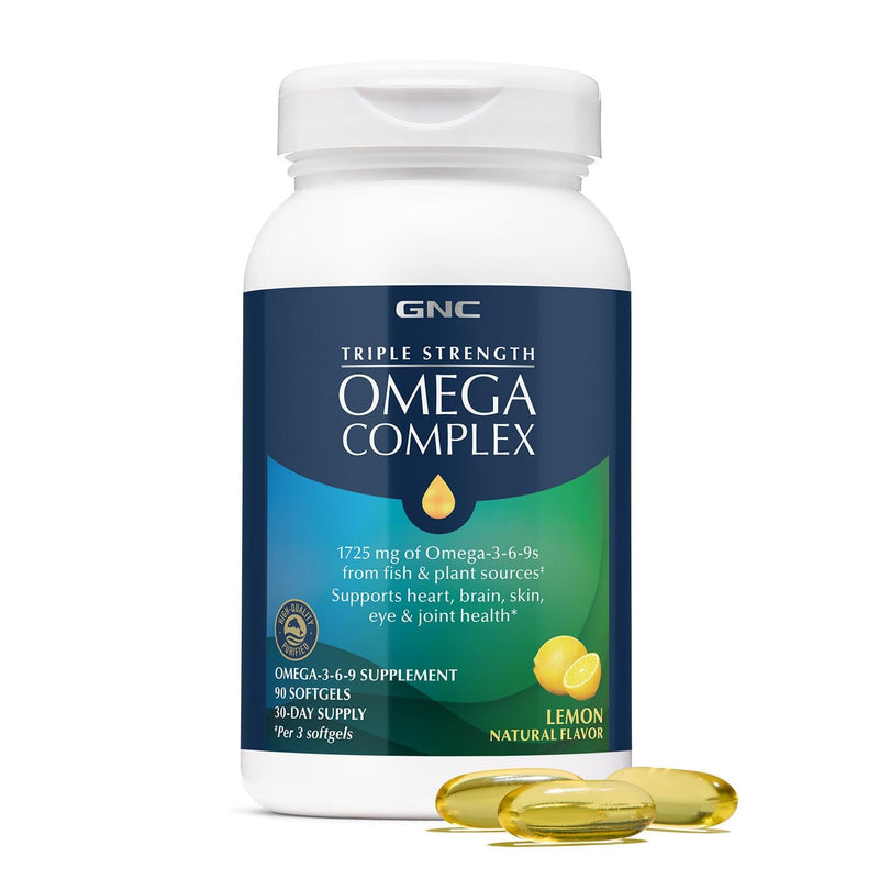 GNC Triple Strength Omega Complex, Lemon, 90 Count, 30 Servings Old Version