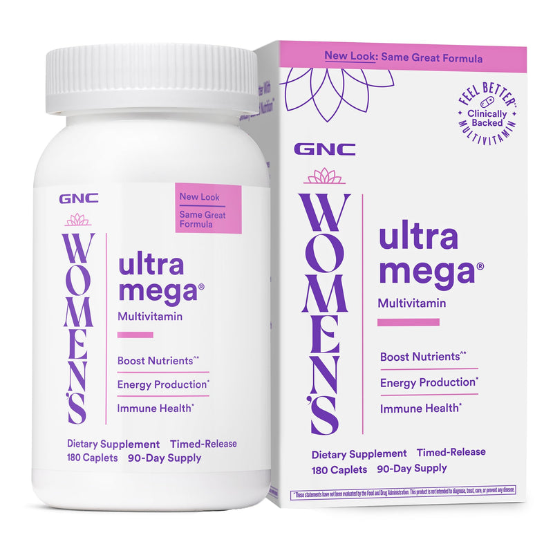 GNC Women's Ultra Mega Multivitamin, 180 Count, 90 Servings | Provides B Vitamins for Energy and Metabolism, Vitamin C and Zinc for Immune Support, Magnesium for Bone and Muscle Health 180 Count (Pack of 1) Old Version