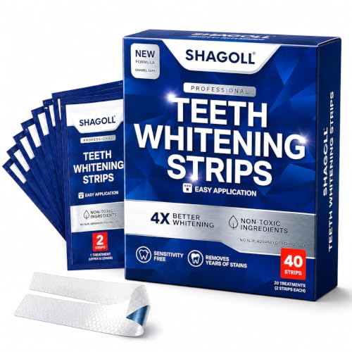 Premium Sensitive Teeth Whitening Strips (40 Count) – Hydrogen Peroxide Whitening Strips for Sensitive Teeth, Enamel Safe Teeth Whitener, At Home Teeth Whitening Kit, Coconut Mint, Removes Deep Stains 2 40