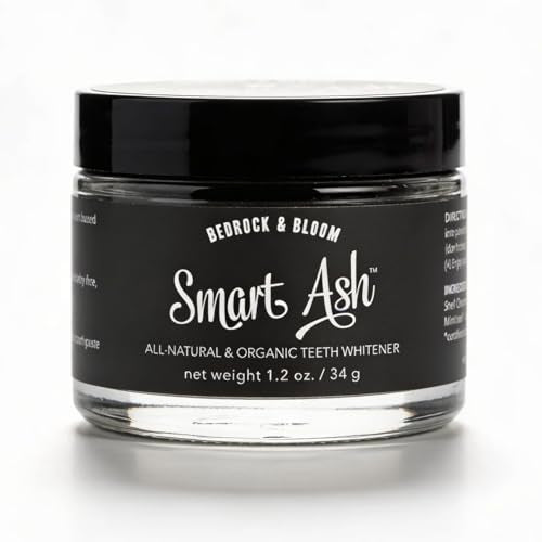 Smart Ash - Natural Charcoal Teeth Whitening Powder, Brightens Smile, Removes Surface Stains, Fluoride Free Toothpaste Alternative