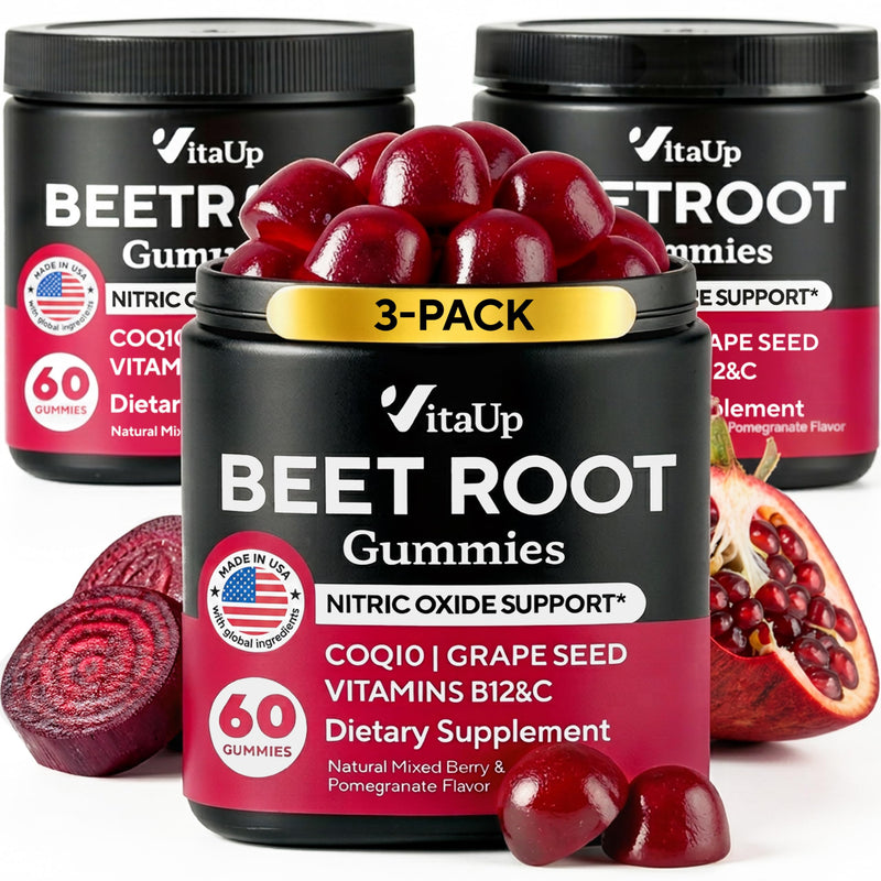 Beet Root Gummies – Beetroot Gummies with CoQ10, Grape Seed, Vitamin C, B12 & B3 – Beets Gummies for Circulation, Energy & Immune Support – 60 Beets Chews – Pack of 3 180 Count (Pack of 1)